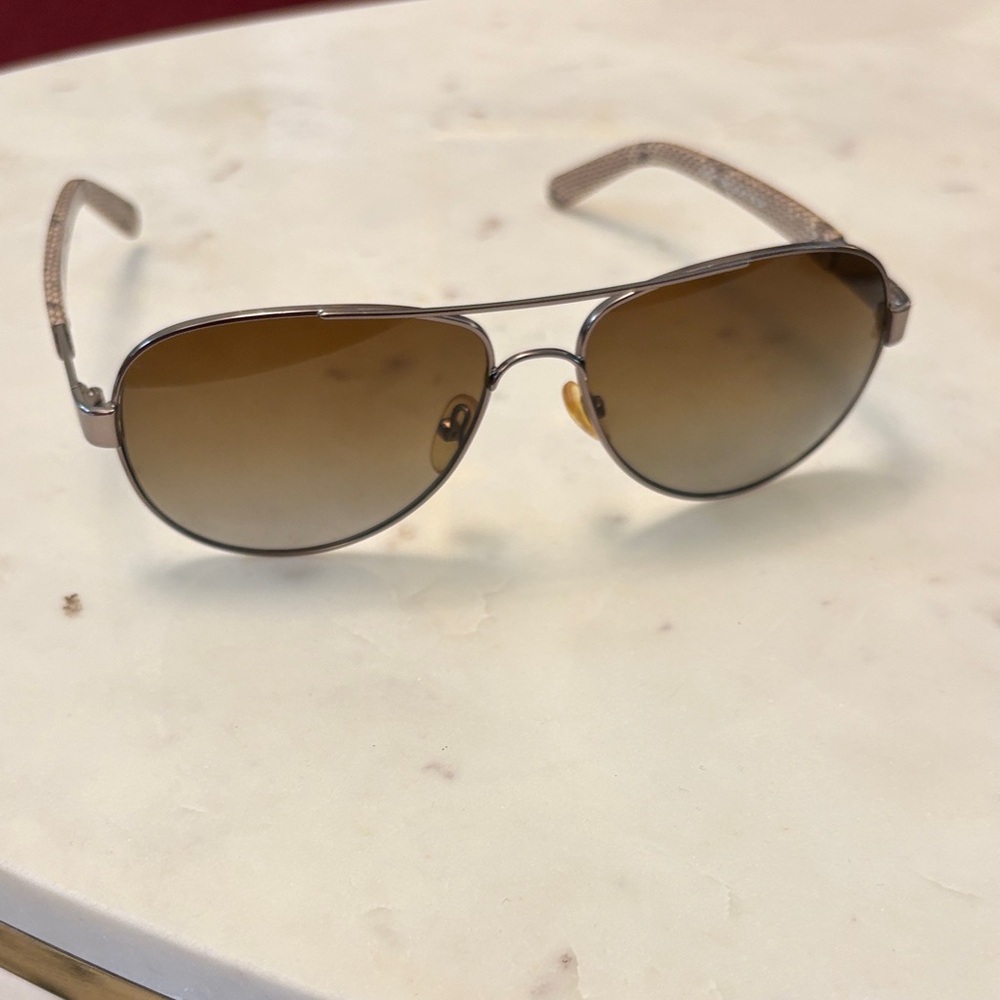 Tory Burch Brown Gradient Aviator Sunglasses
